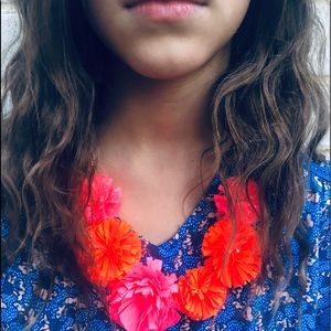 J.Crew Crewcuts Neon Pink & Orange Floral Necklace